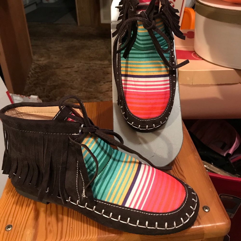 Serape’ style slip on ankle bootie